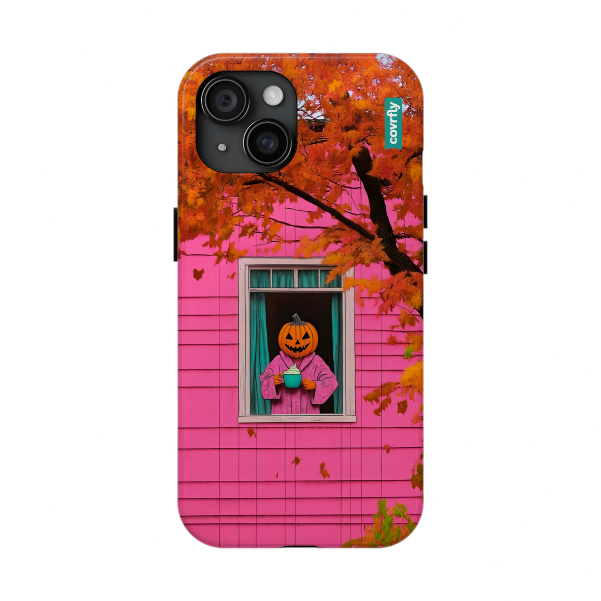 Funda Cozy Pumpkin Mornings para iPhone 15 - View 1 - Diseño Premium covrfly