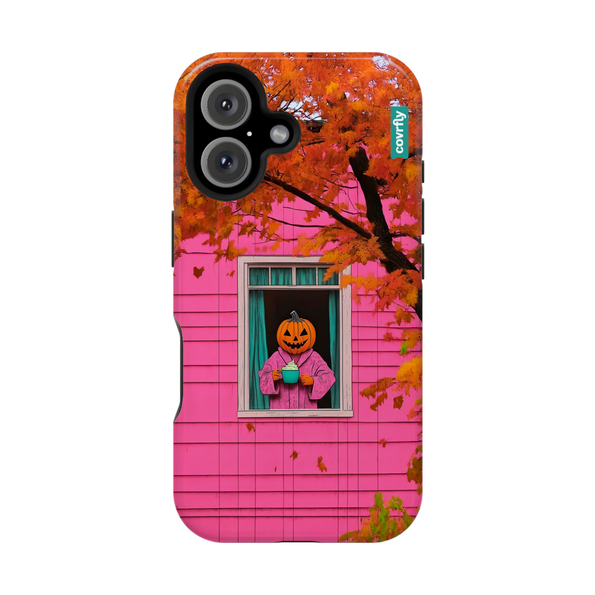 Funda Cozy Pumpkin Mornings para iPhone 16 - View 1 - Diseño Premium covrfly